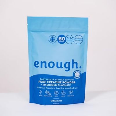 enough. Pure Creatine Powder with Magnesium Glycinate 330g (60 Days) - Monohydrate Creatine Powder, Ultrafine, Premium, 100% Micronised, Easy Dissolve, Vegan, Unflavoured, for Men and Woman