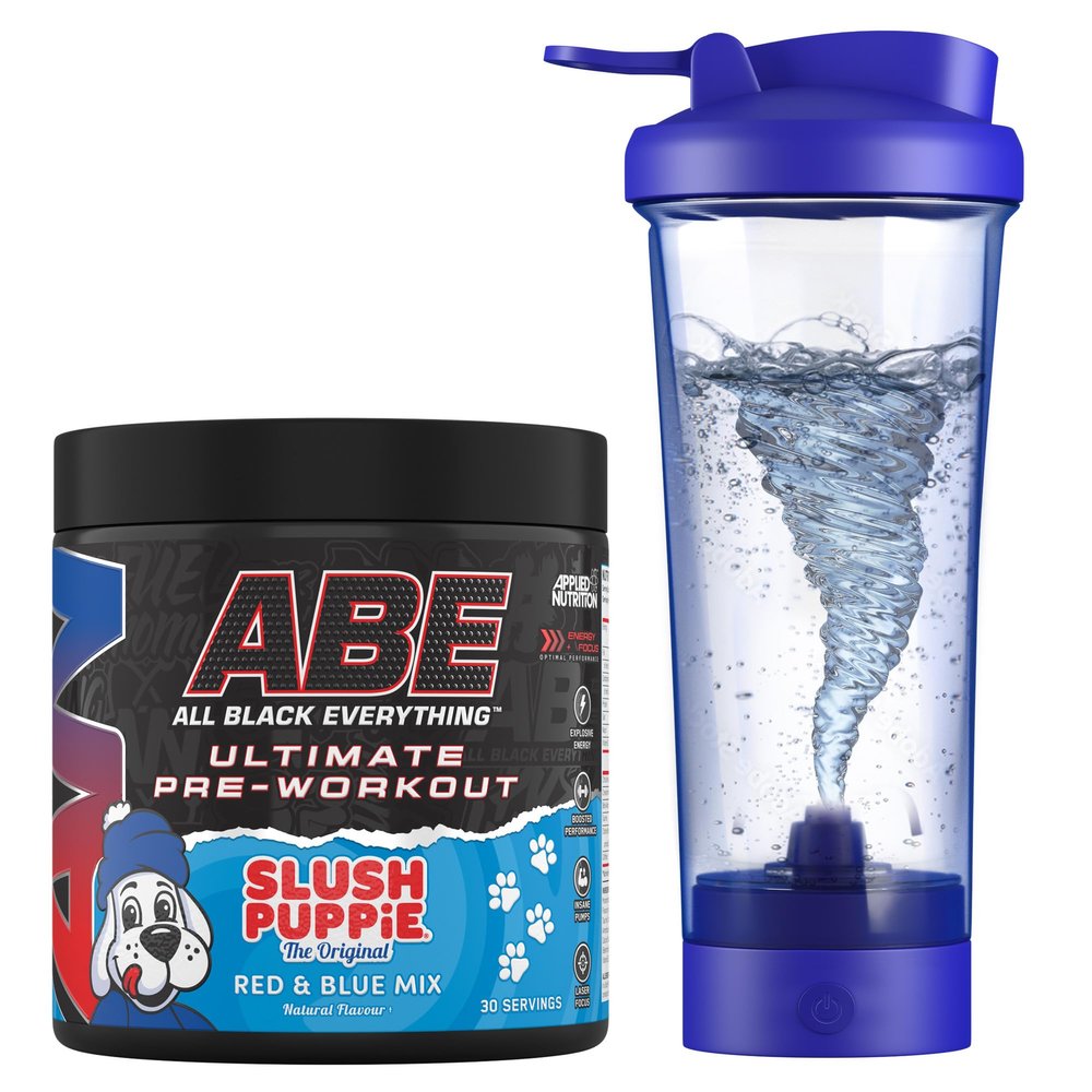 Applied Nutrition Bundle ABE Pre Workout 375g + Electric Shaker | All Black Everything Pre Workout Powder, Energy Drink, Physical Performance, Creatine, Beta Alanine, Caffeine (Slush Puppie)
