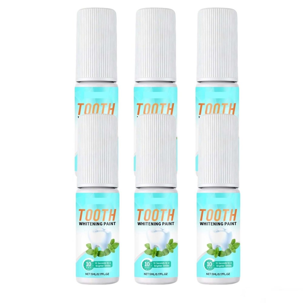 Tooth Whitening Paint Instant Visual Smiles Enhancement Safely Formulas Portable Easy to Apply for Daily Coffee Stain Improvement Long-Lasting Fresh Breath Confident Bright Appearance (PCS6)