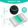 ACSKD 300PCS Dental Floss Picks,Dual-Use Interdental Brushes,Soft Silicone Brush Head Toothpicks, Tooth Picks Flossers for Teeth Braces Cleaning (Green) view 2