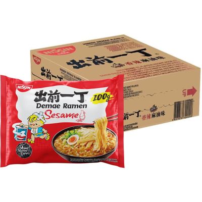 Nissin Demae Ramen Noodles Sesame Oil Flavour Pack 30 (100g Each) - Instant Nissin Noodles Authentic Asian Ramen