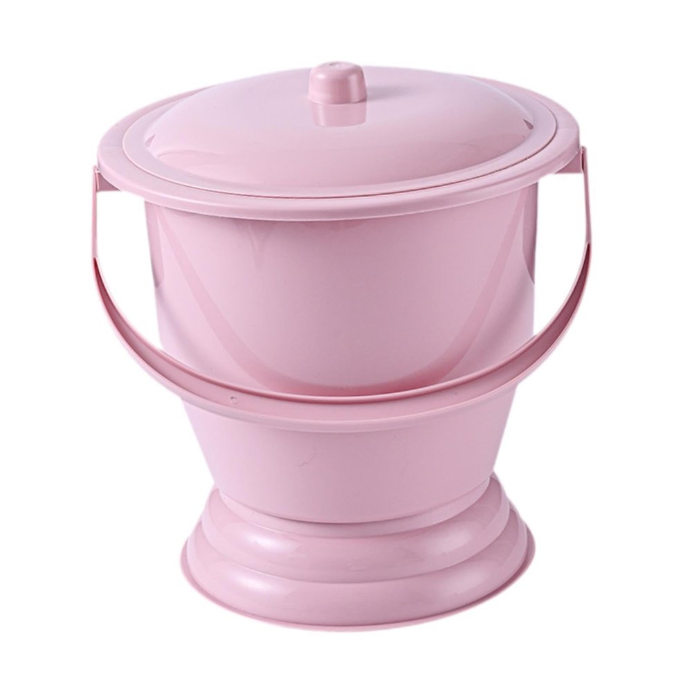 drburpily Handheld Chamber Pot with Secure Lid Designed for Maximum Comfort for Male and Female Users At Home and While Traveling Chamber Pot Urine Toilets Urine Bottle Container , Red , 23.7x23x19cm