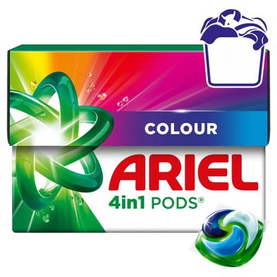 Ariel 4in1 PODS Washing Capsules 38 Washes - Laundry Detergent for Colour Clothes - Powerful Stain & Odour Removal, Effective in Cold & Short Cycles
