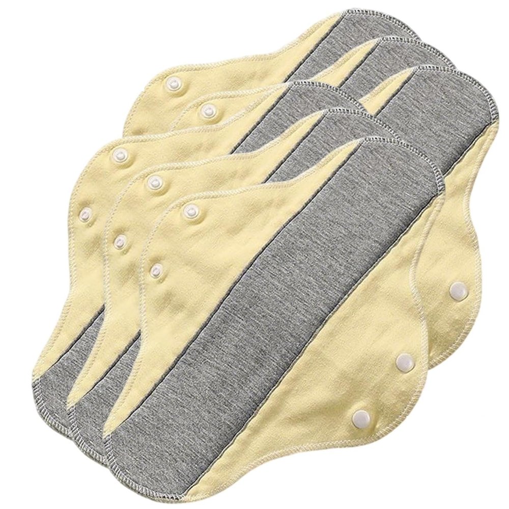6PCS Washable Panty Liners for Incontinences Cotton Reusable Sanitary Pads, Leakproof Washable Pads for Women, Underwear Pad, Breathable Napkins Feminine Pad for Elderly Care Postpartum (Yellow)