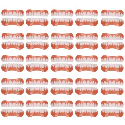 Dentures Cosmetic Dentaduras Temporales Veneers White Dentures for Women Men Comfortable Protect Your Teeth and Regain Confident Smile,25 Pairs