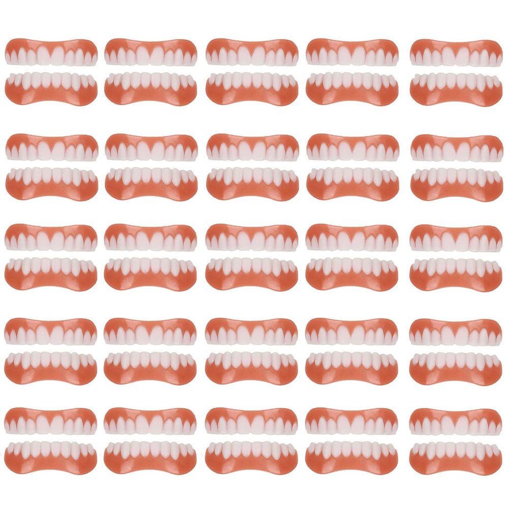 Dentures Cosmetic Dentaduras Temporales Veneers White Dentures for Women Men Comfortable Protect Your Teeth and Regain Confident Smile,25 Pairs