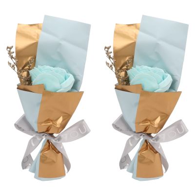 Rose Petal Soap 2PCS, Blue, Ornamental and Practical, Romantic Gift Packaging - Vivid Decorative Soap Flower, Ideal for Home and Balcony Decoration