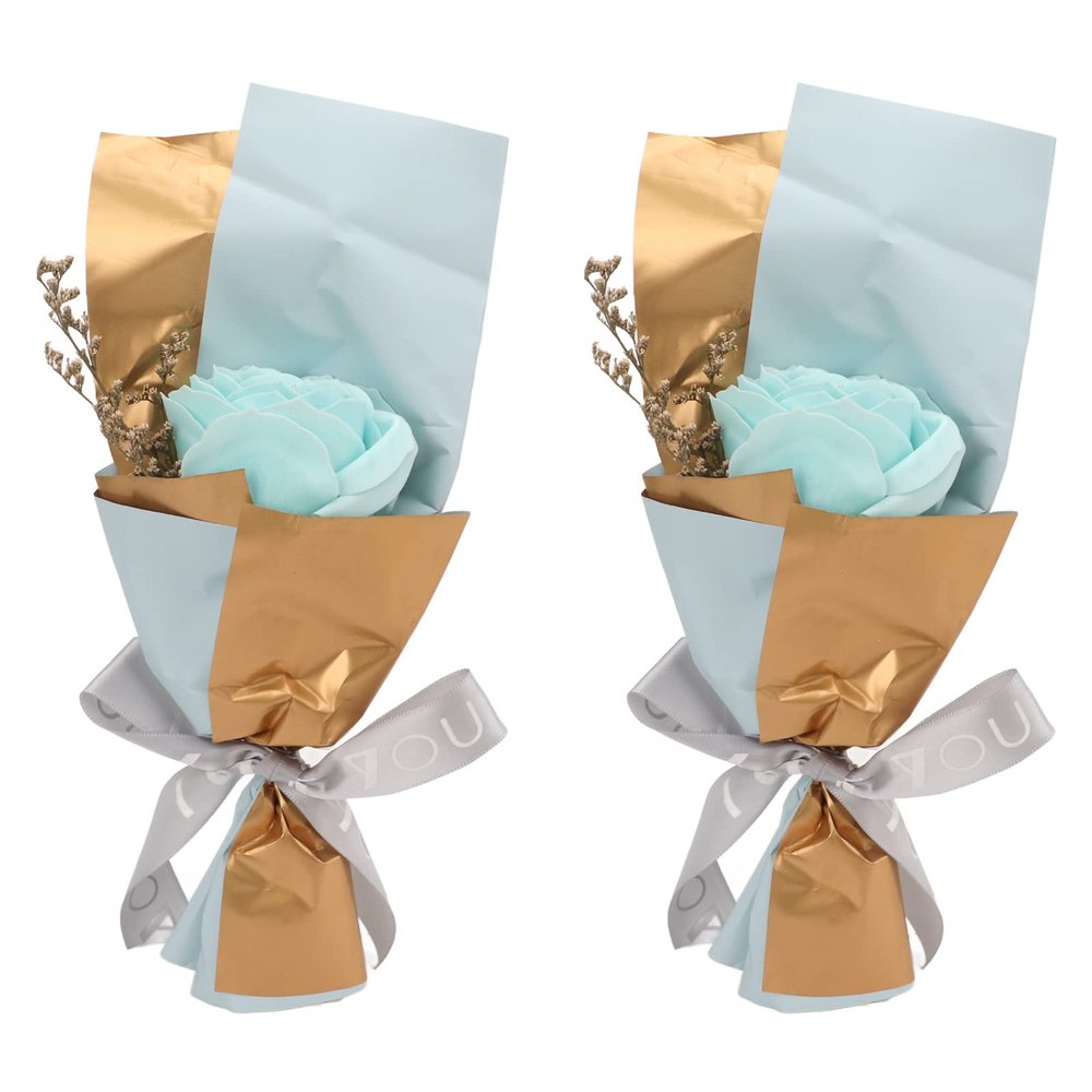 Rose Petal Soap 2PCS, Blue, Ornamental and Practical, Romantic Gift Packaging - Vivid Decorative Soap Flower, Ideal for Home and Balcony Decoration