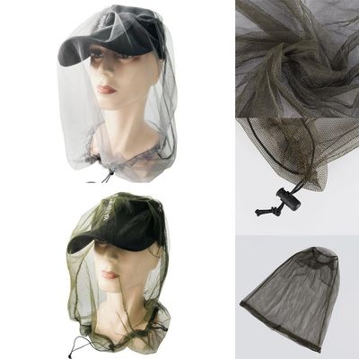 Auratrove Mesh Head Net for Outdoor Protection, Anti-Bug for Camping Hiking Fishing, Black Fine Nylon Netting with Elastic for toggle
