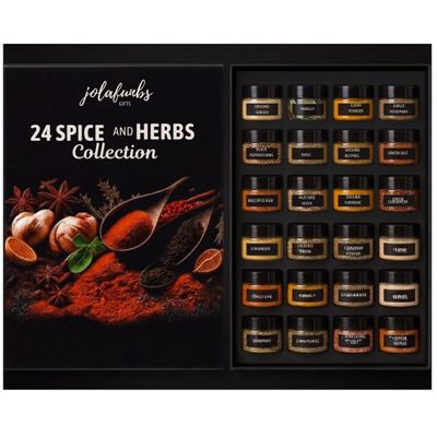 JOLAFUNBS Collection 24 Cooking Gourmet BBQ Grilling Steak Rubs - All Purpose Seasoning Herbs, Spices & Seasonings - Basil, Thyme, Italian Herbs & More Gift Ideas For House Warming Gifts New Home
