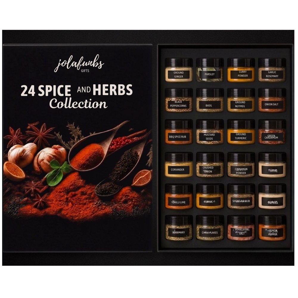 JOLAFUNBS Collection 24 Cooking Gourmet BBQ Grilling Steak Rubs - All Purpose Seasoning Herbs, Spices & Seasonings - Basil, Thyme, Italian Herbs & More Gift Ideas For House Warming Gifts New Home