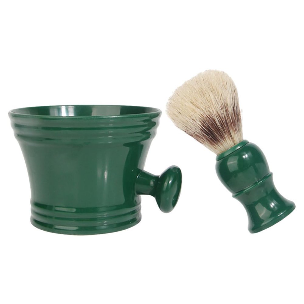 Cabilock Beard Cleaning Brush Grooming Tool with Polystyrene Foam Bowl and Pig Bristles for Exfoliating Skin and Creating Lather Male Travel Daily Use