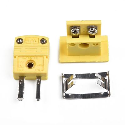Lecreatekit K Type Thermocouple Miniature Socket and Panel Mount Connector, Yellow Nylon Shell with Alloy Pins for Temperature Measurement, 2.5 x 2.2cm