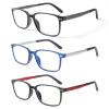 KoKoBin 3 Pack Reading Glasses for Men,Classic Lightweight Blue Light Blocking Computer Readers with Rectangular Frame (3 Pack, 3, x) view 2
