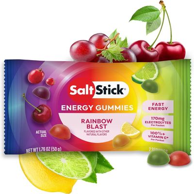 SaltStick Energy Gummies with Electrolytes, Rainbow Blast, Easy to Chew Electrolyte Gummies, Energy Chews that Taste Great. 2 Packs, 16 Gummies