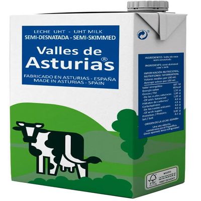 UHT Semi-Skimmed Milk, Liquid, 1L Cartons, Pack of 6, Made in Spain