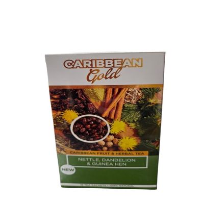 Caribbean Gold Herbal Tea, Nettle Dandelion & Guinea Hen, Fruit & Herbal Blend, 100% Natural