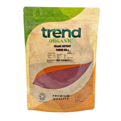 Trend Organic Beetroot Powder 500g 100% Pure Ground Beetroot Certified Organic, Non-GMO, No Additives Natural Food Colouring & Cooking Ingredient Resealable Pouch