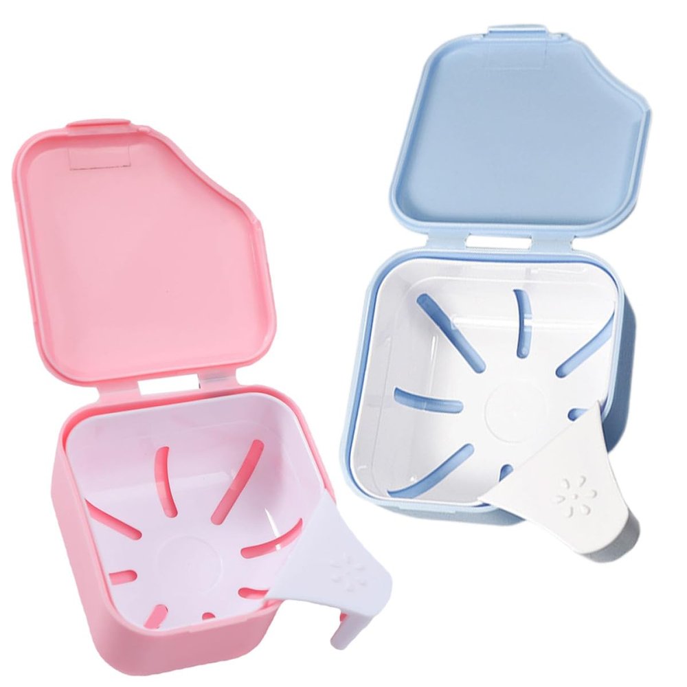 ADOCARN 2pcs Denture Cleaning Box Retainer Case for Partial Denture Convenient Brace Holder in Bathroom Accessories