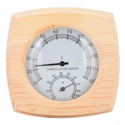 Beatanug Wooden Sauna Thermometer Hygrometer, Wall Mounted Temperature Gauge for High Heat Humidity Monitoring, Classic Wood Finish Accessories for Home