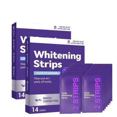 Dent Teeth Whitening Strips, Purple Whitening Strips Help Reduce Surface Stains, Easy Daily Oral Care Whitening Treatment for Adults Bright Smile Dental Care (2 Box)