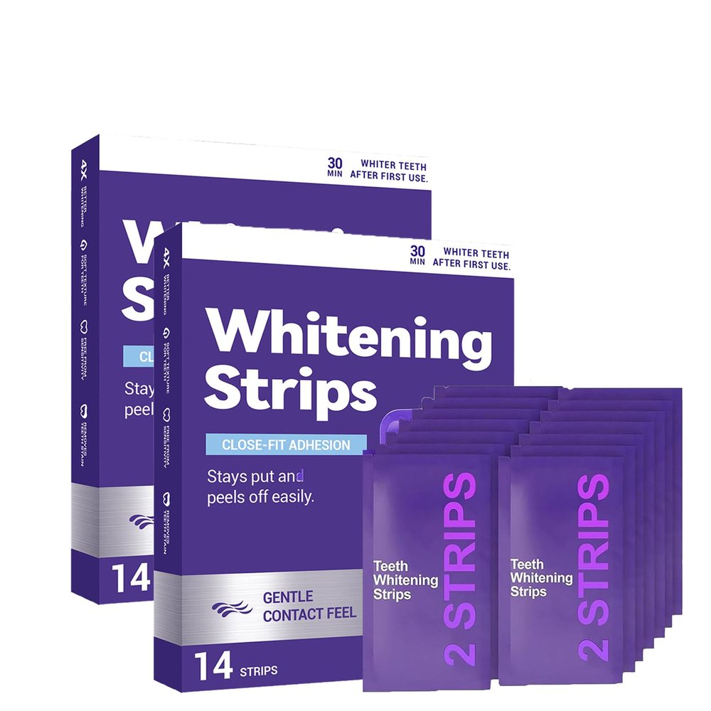 Dent Teeth Whitening Strips, Purple Whitening Strips Help Reduce Surface Stains, Easy Daily Oral Care Whitening Treatment for Adults Bright Smile Dental Care (2 Box)