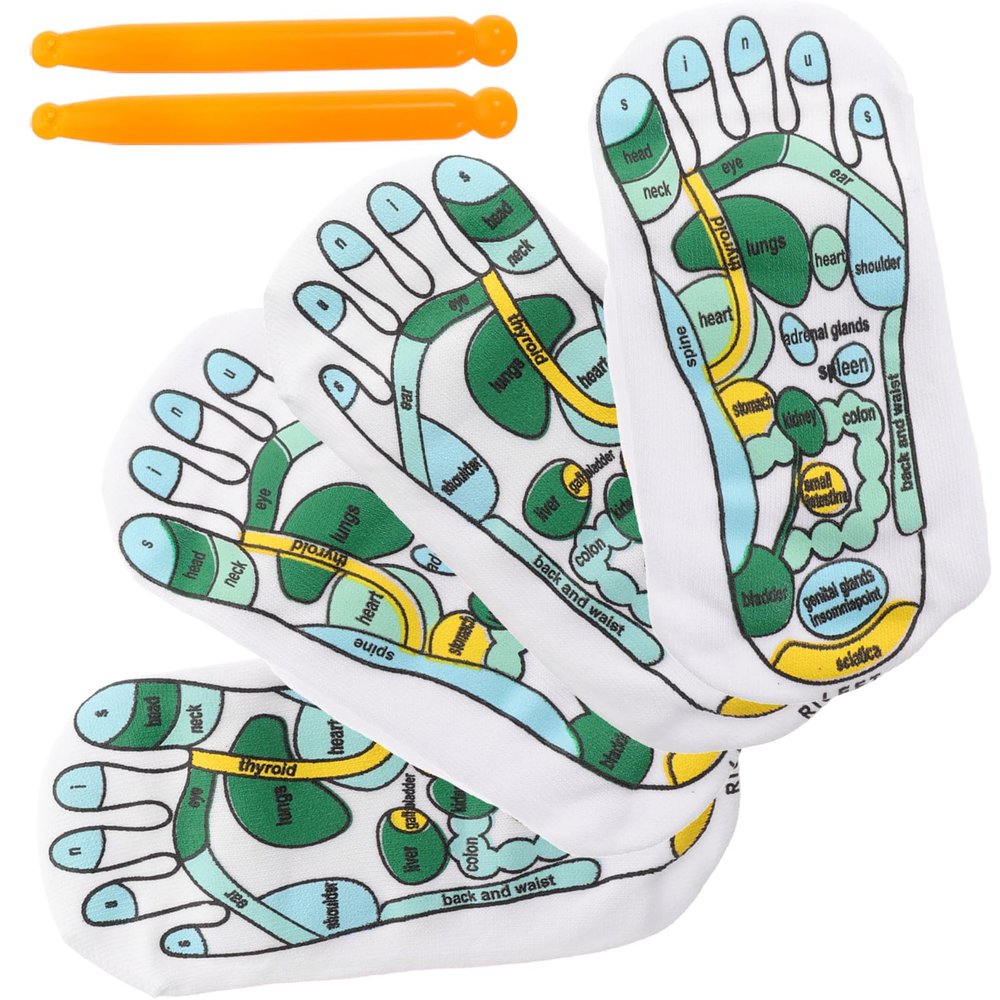 Homoyoyo 2 Sets Reflexology Socks Pattern Socks Reflex Massage Supple Elastic Fiber Comfortable Fabric Skin-Friendly Material Foot Relaxation for Men and Women