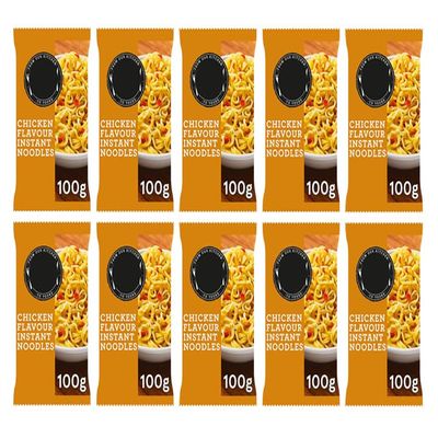 Chicken Flavour Instant Noodles, 100g per Pack, Pack of 10