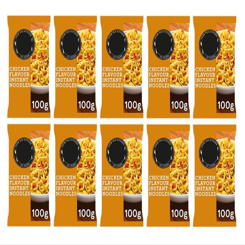 Chicken Flavour Instant Noodles, 100g per Pack, Pack of 10