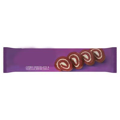 Jumbo Chocolate & Vanilla Swiss Roll, No Artificial Flavours or Colours, Suitable for Vegetarians, 396g