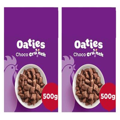 Oaties Choco Crunch Breakfast Cereal, High in Fibre, Suitable for Vegetarians, 500g, Pack of 2
