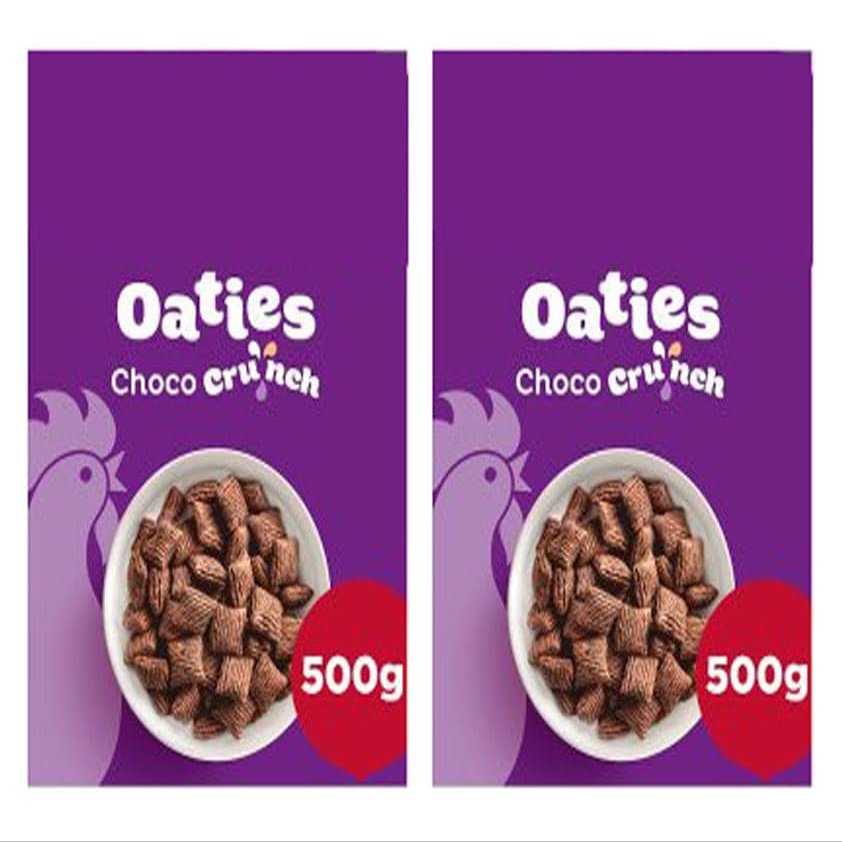Oaties Choco Crunch Breakfast Cereal, High in Fibre, Suitable for Vegetarians, 500g, Pack of 2
