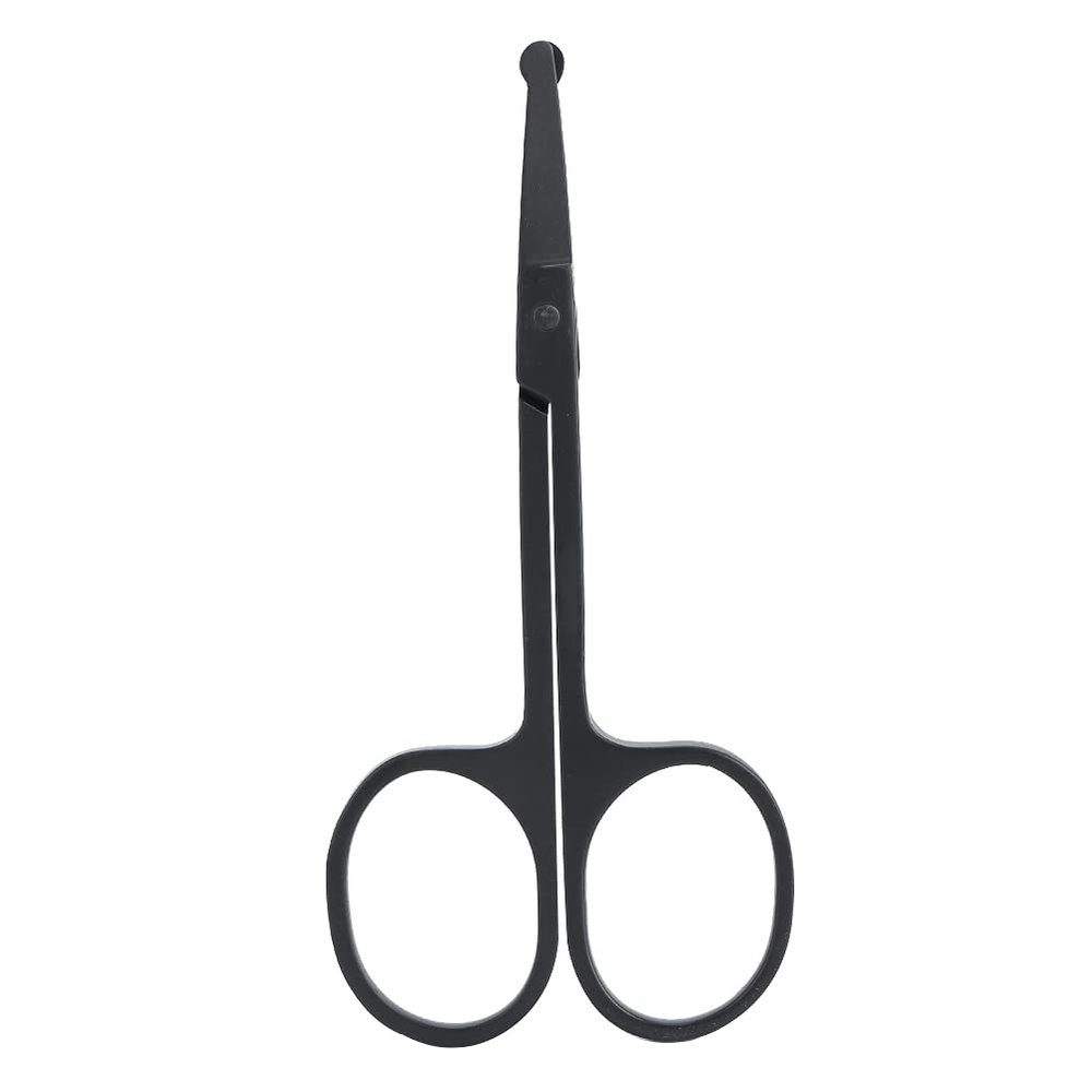 Black Stainless Steel Scissor Eyebrows Nose Hair Beard Scissor Beauty Tool (Nose Hair Clipper (Round Head))