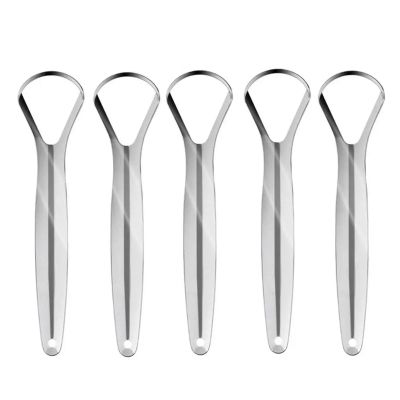 1/3/5/10Pcs Portable Single Layer Tongue Scraper Reusable Stainless Steel Fresh Breath Maker(5pcs)