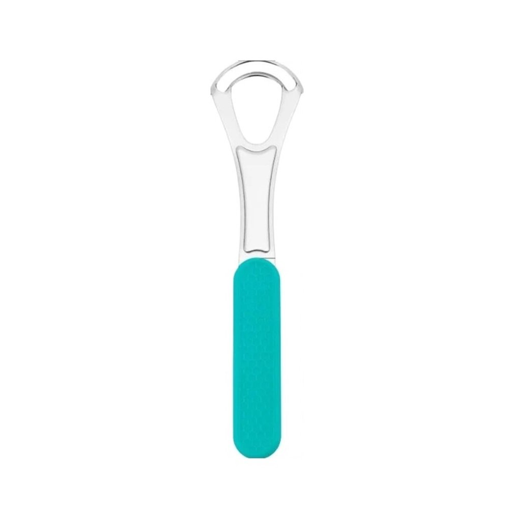 1pcs Stainless Steel Tongue Scrapers with Silicone Handle Dental Scraper Cleaning Tool