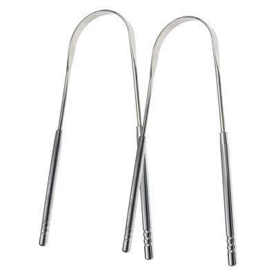 2Pcs Tongue Scraper Set Stainless Steel Surface Portable Cleaner