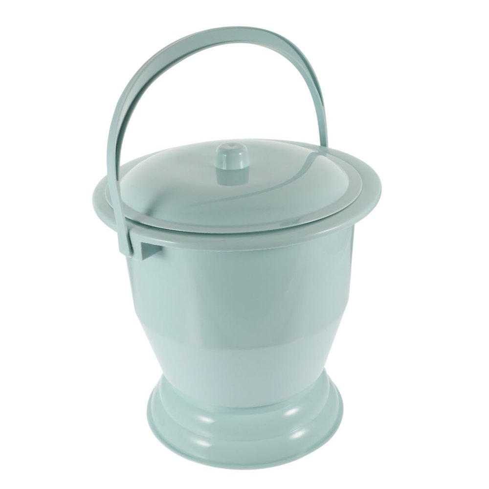 Angoily Plastic Spittoon Bedpan Easy to Clean Lightweight Round Flat Base with Lid Portable Bedroom Chamber Pot for Grandparents Pregnant Women Home Use