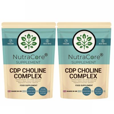 NutraCore CDP Choline Complex 600mg | Citicoline | 180 Vegan Caps | UK Made