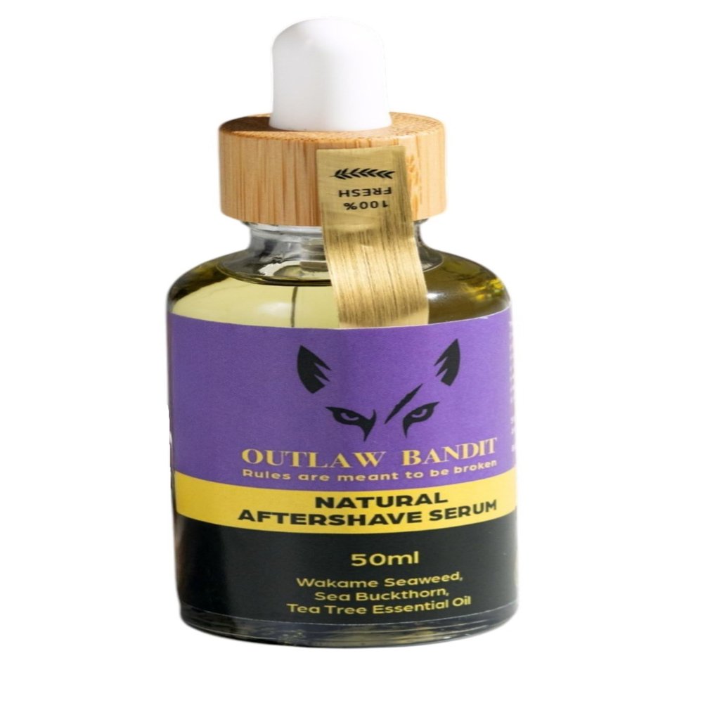 Outlaw Bandit Natural Aftershave Oil for Men Post-Shave Recovery Treatment for Sensitive Skin & Razor Burn Relief, Calming Skin Care, 50ml