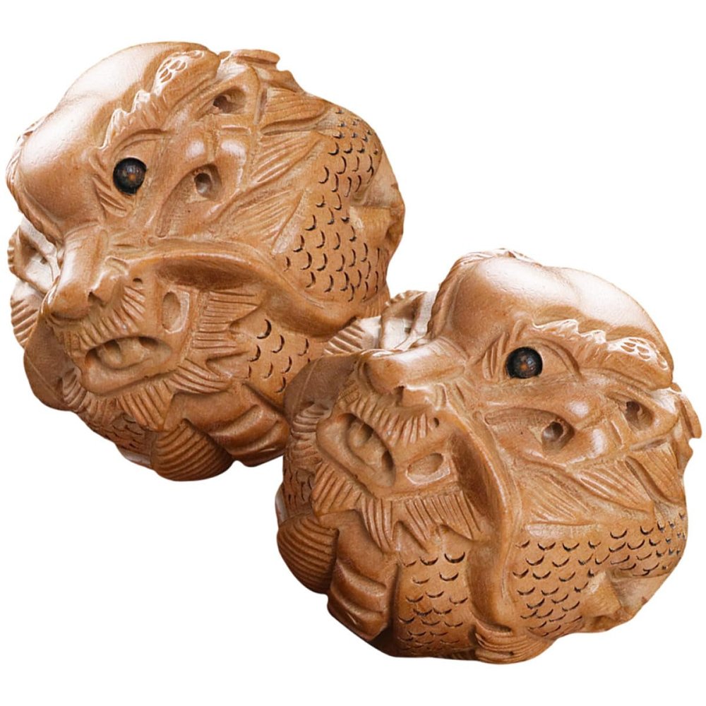 Angoily 2pcs Wood Handballs Massage Ball Hand Rolling Balls Premium Wood Material Shape Decoration Massage Fingers Home Decoration for Elders Family