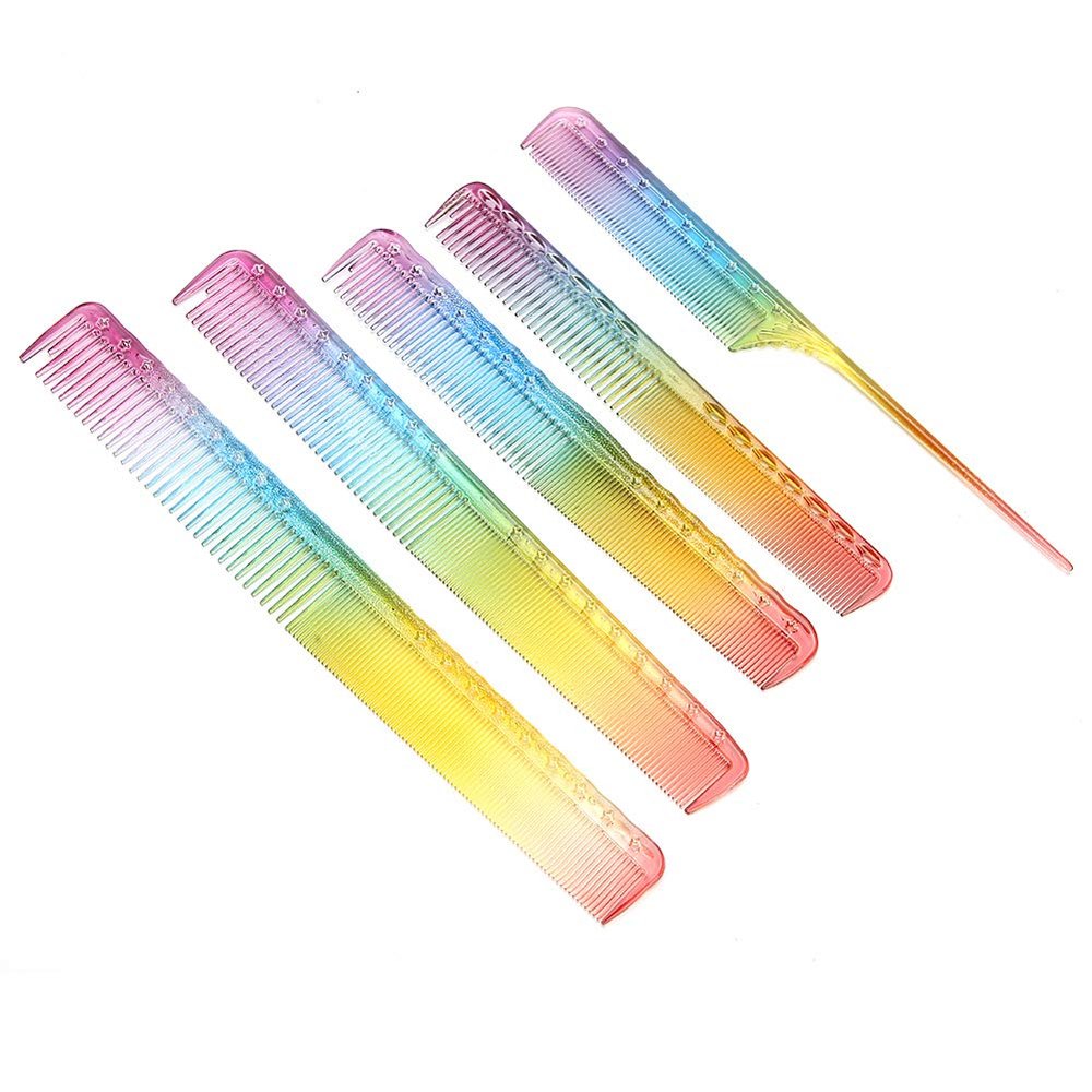 5pcs Professional Hair Cutting Combs, Barber Hairdressing Styling Combs with Round Even Teeth and Distributing Tooth, Double - Sided Design for Salon and Home Use
