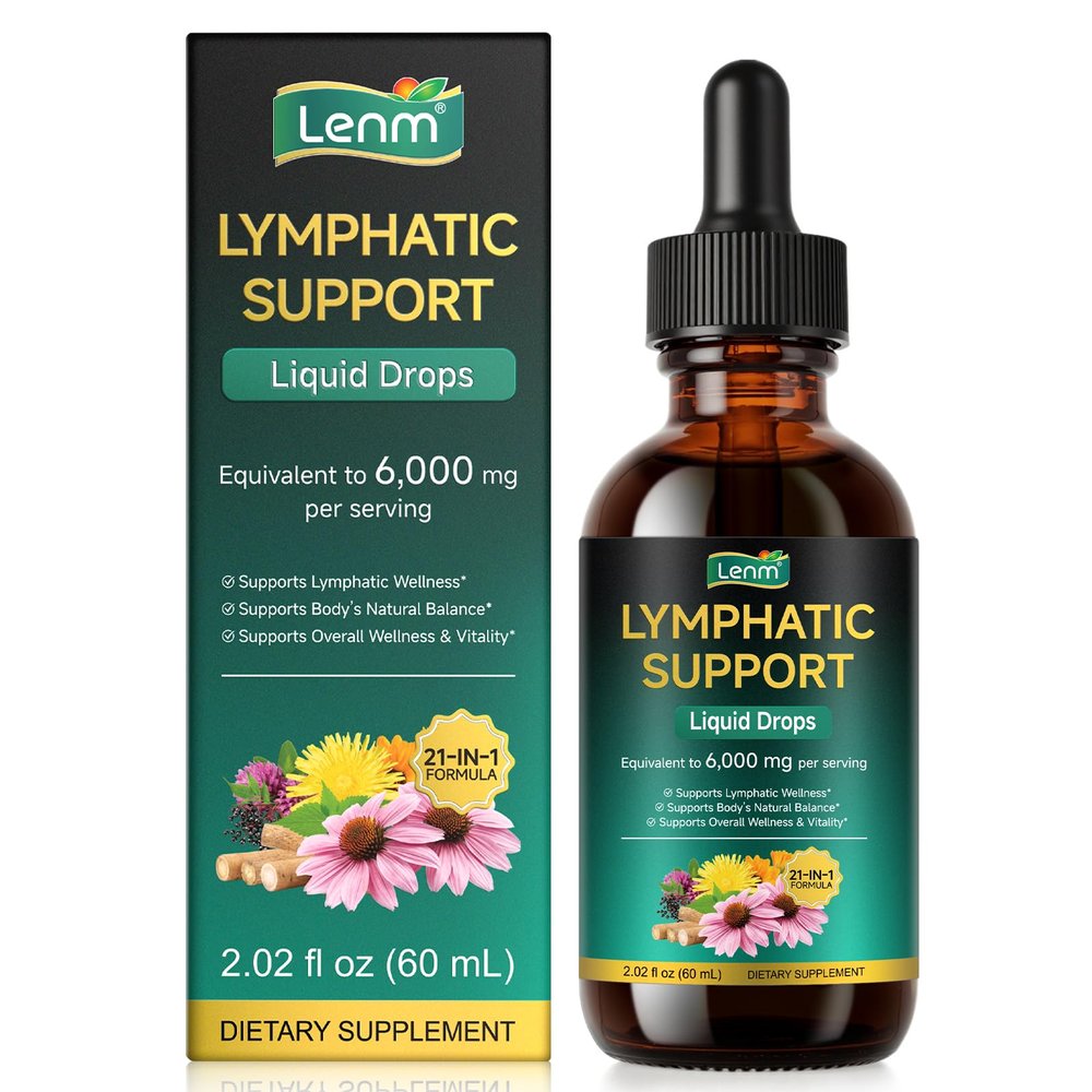 Lymphatic Drainage Drops with Dandelion & Burdock Root Extract Natural Wellness Support, Fast Absorbing Liquid 60ml