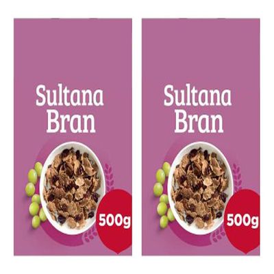 Sultana Bran Breakfast Cereal, 500g, Halal, Kosher, Suitable for Vegetarians,Pack Of 2