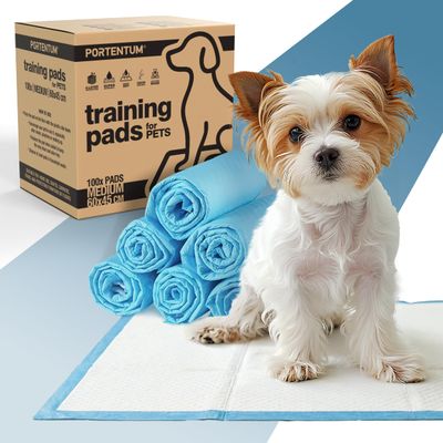 PORTENTUM Puppy pads 60x45 cm 100 pack 6 layer super absorbent leakproof with odor control Puppy training pads disposable