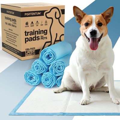 PORTENTUM Puppy pads 60x60 cm 100 pack 6 layer super absorbent leakproof with odor control Puppy training pads disposable