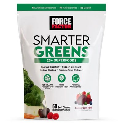 Force Factor Superfoods Greens, Summer Berry, 60 Individually Wrapped Softchews