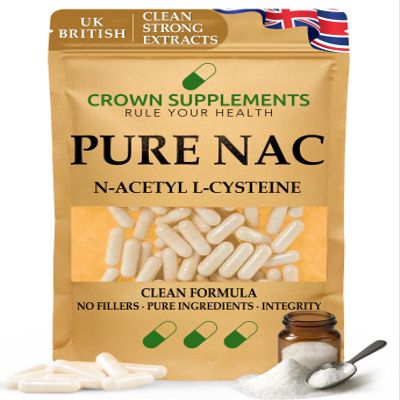 Pure Clean NAC Capsules N Acetyl Cysteine | Clean Formula Supplements | Crown Supplements UK (270 Capsules)