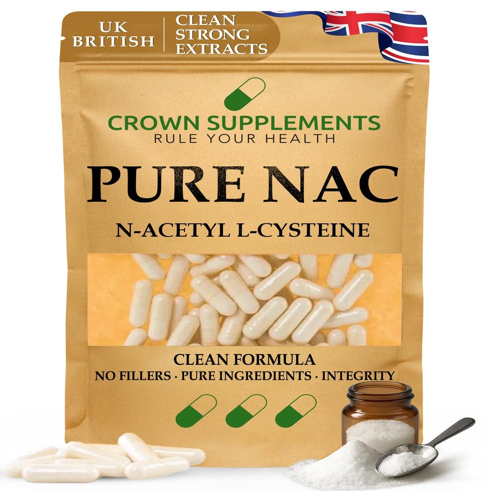 Pure Clean NAC Capsules N Acetyl Cysteine | Clean Formula Supplements | Crown Supplements UK (270 Capsules)