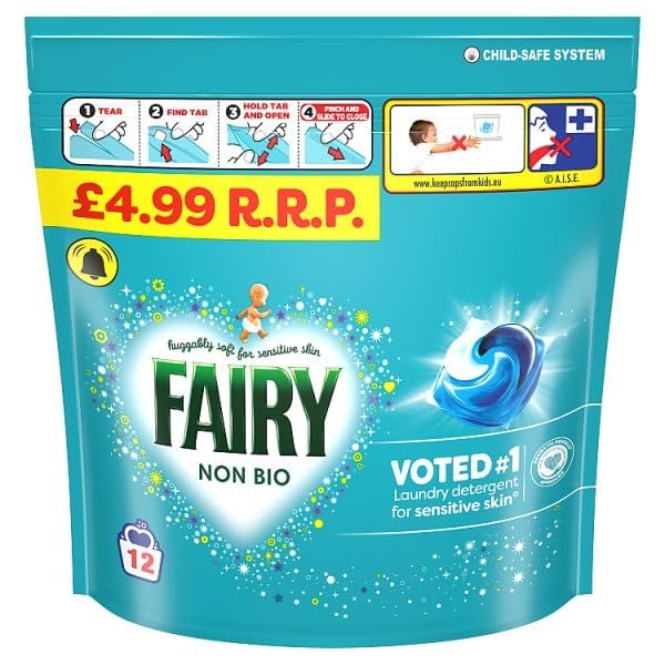 5x Fairy Non Bio Washing Pods 60 Washes Washing Machine Capsules 5x 12 (20.6g)