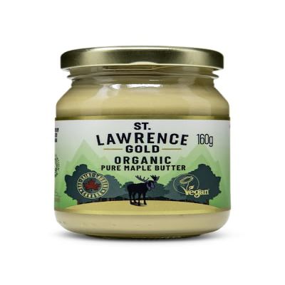 St Lawrence Gold Organic Maple Butter 160g 100% Pure Canadian Vegan Dairy-Free Spread Made from Maple Syrup, Smooth Creamy Breakfast Spread for Toast, Pancakes & Baking